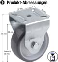 Miniatyrbild 2 av 4: Hjul - hjul Meister - 802910 - Fast polyuretanhjul Diameter 75 mm, 70 x 59 mm, rullager