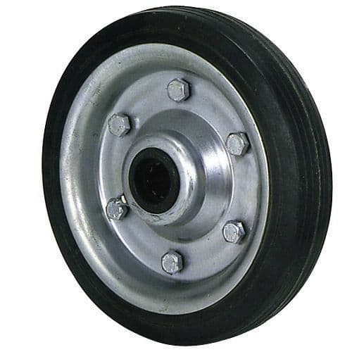Svart gummi industrihjul utan axel 200 mm