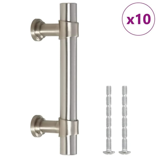 Skåphandtag 10 st silver 64 mm rostfritt stål