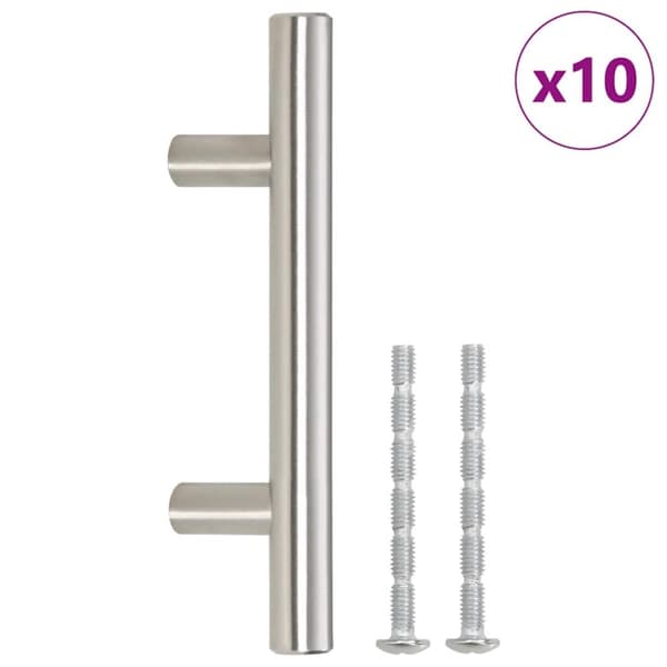 Skåphandtag 10 st silver 64 mm rostfritt stål