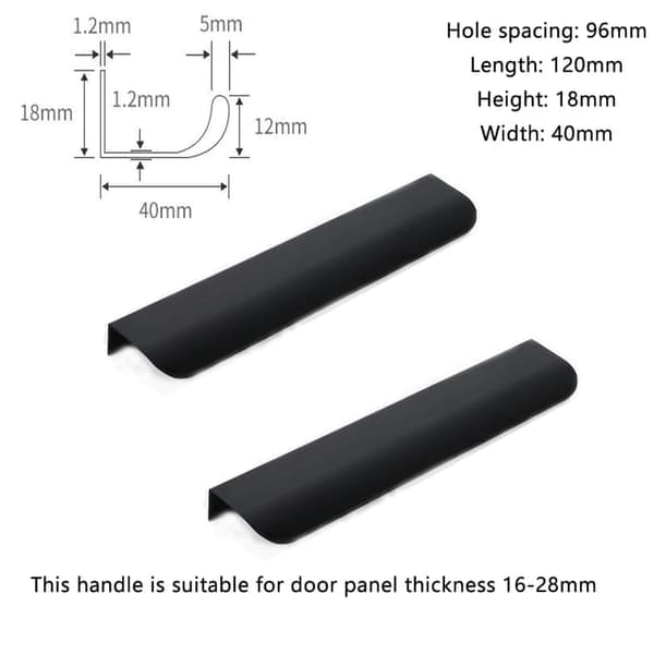 OBOSOE Skjulte Aluminium Skabsgreb, Skuffegreb til Køkken & Garderobe 2-Pak