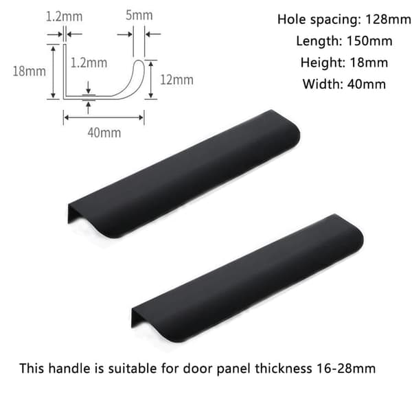 OBOSOE Skjulte Aluminium Skabsgreb, Skuffegreb til Køkken & Garderobe 2-Pak