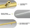 Miniatyrbillede 3 af 6: Lollanda Skabsgreb 12 stk., Knopper til låger og skuffer med skruer, Skuffegreb – sort, guld, Sølvfarvet, Rustfrit stål, 96 mm Hul