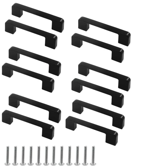 Lollanda Skabsgreb 12 stk, Møbelgreb / Greb til møbler – Sort, Rustfrit stål, 128/192 mm 128 MM