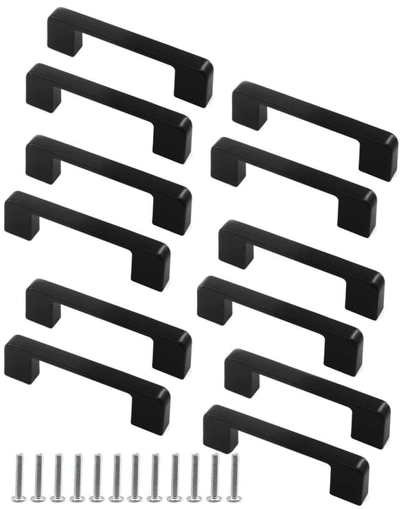 Lollanda Skabsgreb 12 stk, Møbelgreb / Greb til møbler – Sort, Rustfrit stål, 128/192 mm