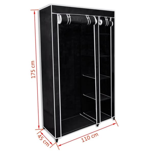 vidaXL Garderob hopfällbar 110 x 45 x 175 cm svart