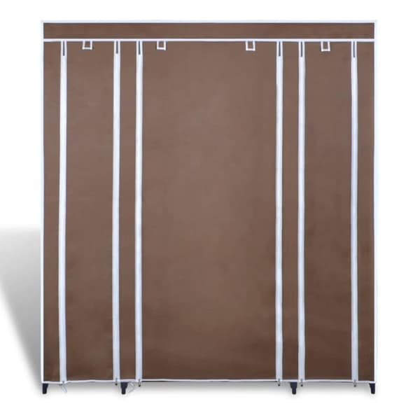 vidaXL stofklædeskab med rum og stænger 45 x 150 x176 cm brun