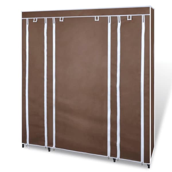 vidaXL stofklædeskab med rum og stænger 45 x 150 x176 cm brun