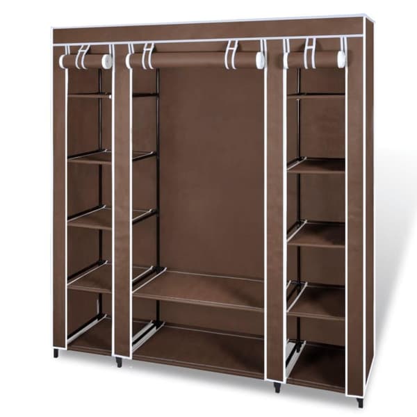vidaXL stofklædeskab med rum og stænger 45 x 150 x176 cm brun