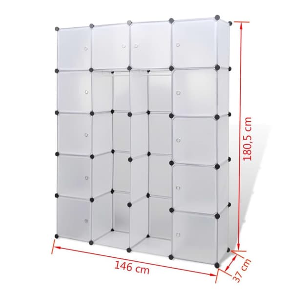 vidaXL modulskab med 14 rum hvid 37x146x180,5 cm