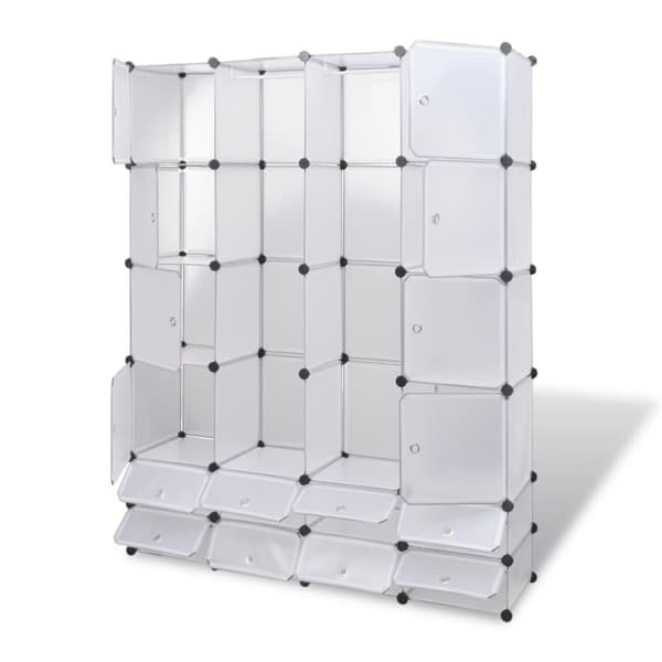 vidaXL modulskab med 18 rum 37x146x180,5 cm hvid