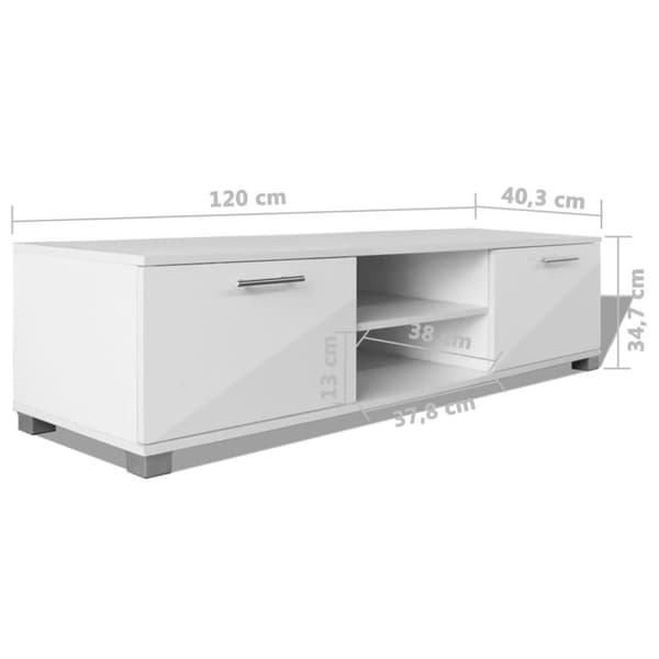 vidaXL tv-bord 120x40,5x35 cm hvid højglans
