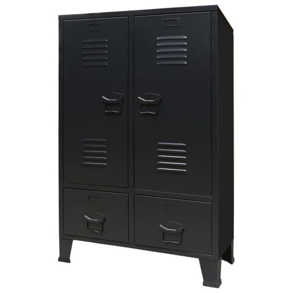 vidaXL Metallinen vaatekaappi teollinen tyyli 67x35x107 cm musta