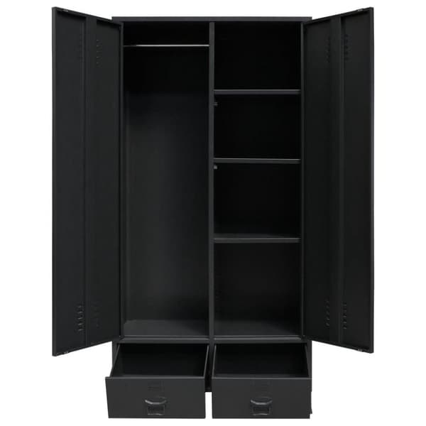 vidaXL garderobe i metal industriel stil 90 x 40 x 180 cm sort