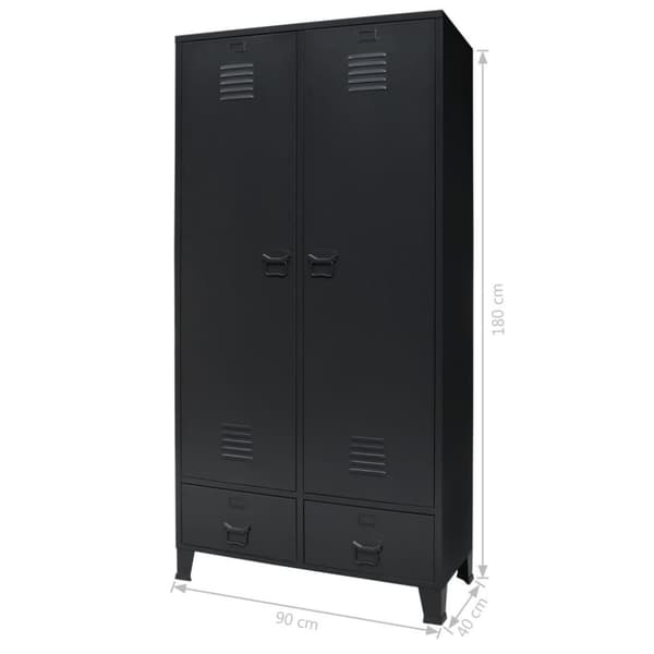 vidaXL garderobe i metal industriel stil 90 x 40 x 180 cm sort