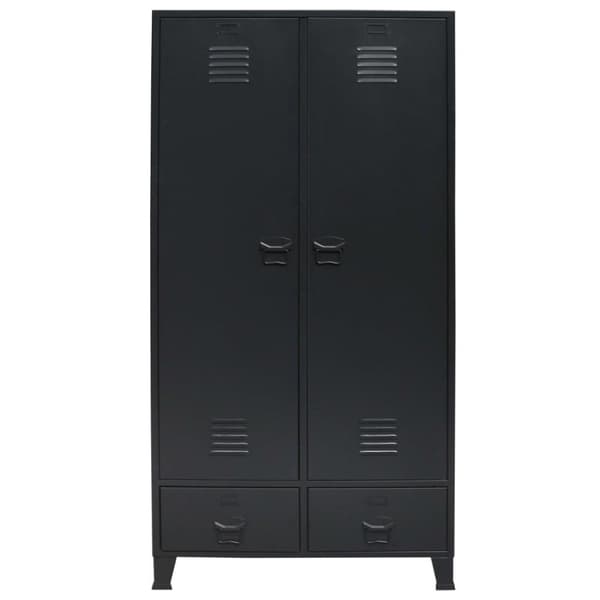 vidaXL garderobe i metal industriel stil 90 x 40 x 180 cm sort