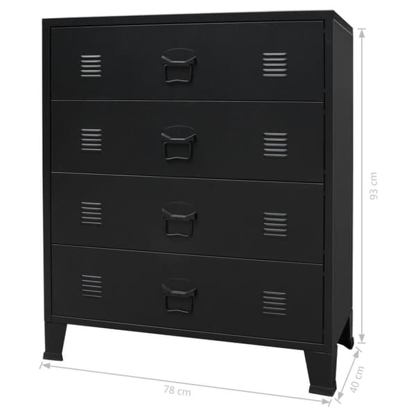 vidaXL Metallinen lipasto teollinen tyyli 78x40x93 cm musta