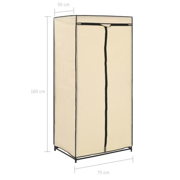 vidaXL klædeskab 75x50x160 cm cremefarvet