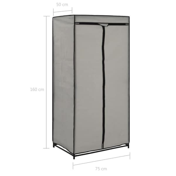 vidaXL klædeskab 75 x 50 x 160 cm grå