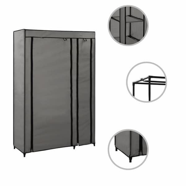 vidaXL Kokoontaitettavat vaatekaapit 2 kpl harmaa 110x45x175 cm kangas