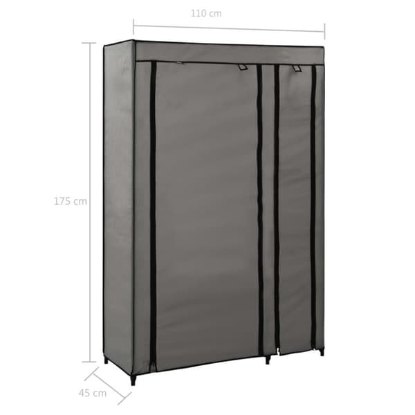 vidaXL foldbart klædeskab 110 x 45 x 175 cm stof grå
