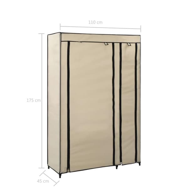 vidaXL foldbart klædeskab 110 x 45 x 175 cm stof cremefarvet