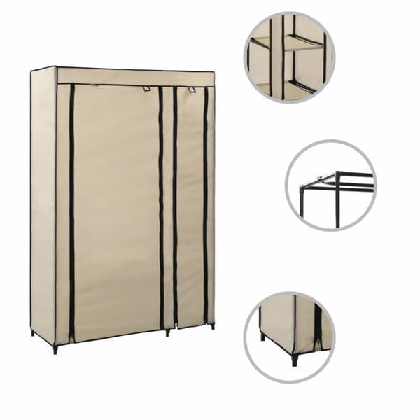 vidaXL foldbart klædeskab 110 x 45 x 175 cm stof cremefarvet