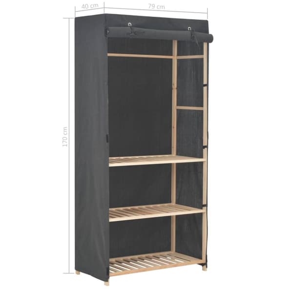 vidaXL klædeskab i 3 niveauer 79 x 40 x 170 cm stof grå
