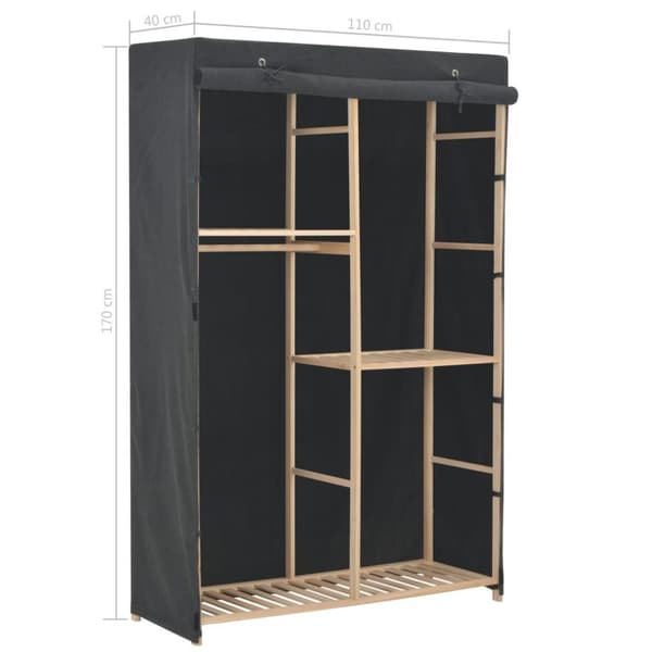 vidaXL klædeskab i 3 niveauer 110 x 40 x 170 cm stof grå
