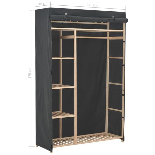 vidaXL klædeskab 110 x 40 x 170 cm stof grå