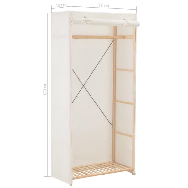 vidaXL klædeskab 79 x 40 x 170 cm stof hvid