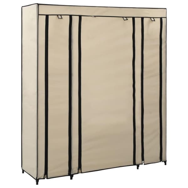 vidaXL Garderobeskap med rom og stenger krem 150x45x176 cm stoff