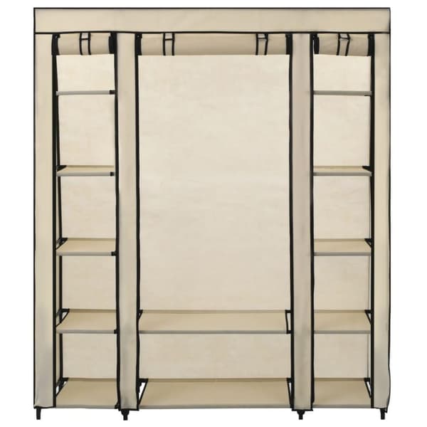 vidaXL Garderobeskap med rom og stenger krem 150x45x176 cm stoff