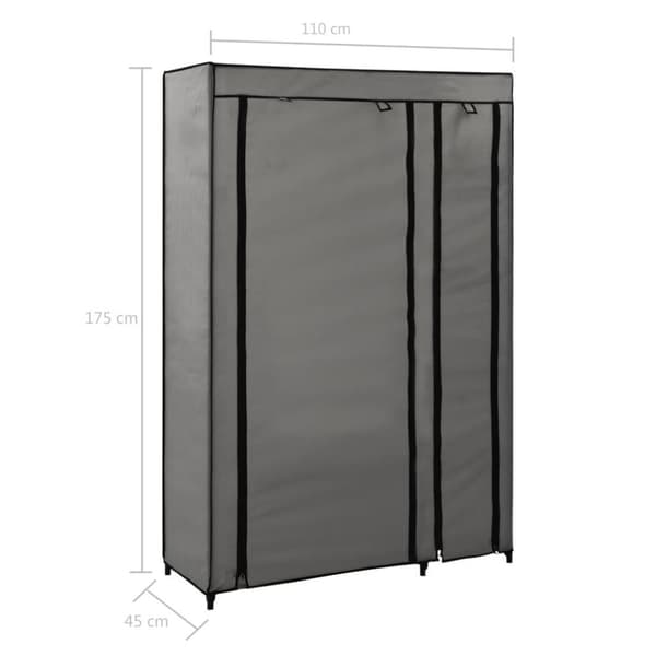 vidaXL Sammenleggbare garderober 2 stk grå 110x45x175 cm stoff