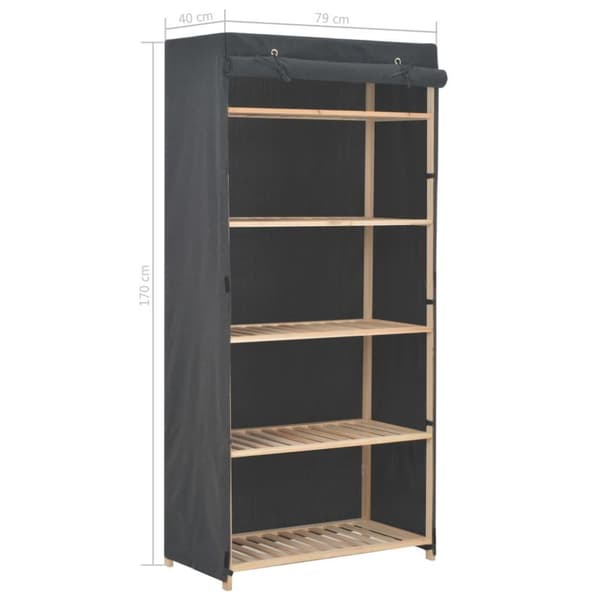 vidaXL Garderob 79x40x170 cm grå tyg