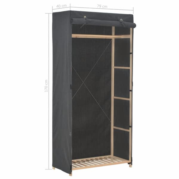 vidaXL Garderobeskap grå 79x40x170 cm stoff