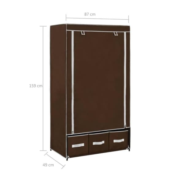 vidaXL klædeskab 87 x 49 x 159 cm stof brun