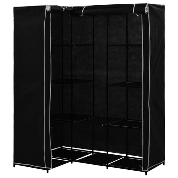 vidaXL Hörngarderob svart 130x87x169 cm