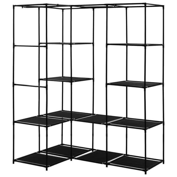vidaXL Hörngarderob svart 130x87x169 cm