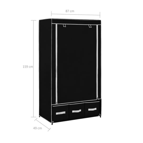 vidaXL Garderob svart 87x49x159 cm tyg