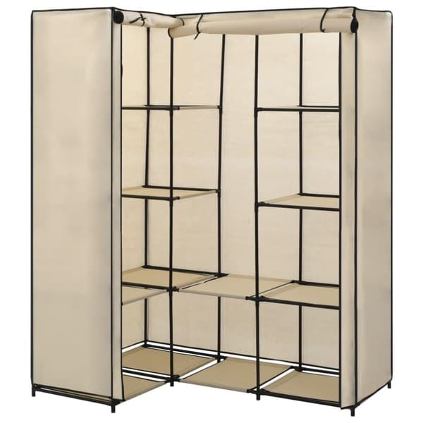vidaXL Hörngarderob gräddvit 130x87x169 cm