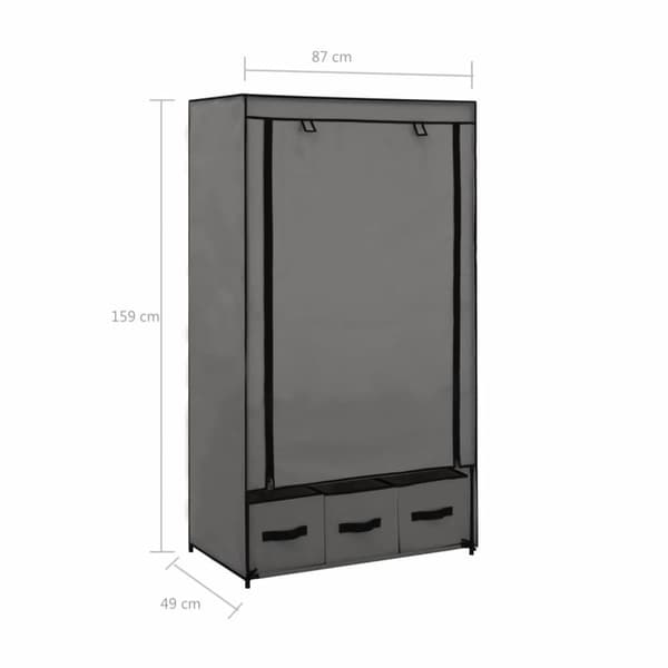 vidaXL Garderobe grå 87x49x159 cm stoff