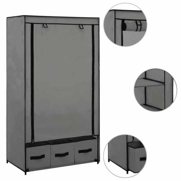 vidaXL Garderobe grå 87x49x159 cm stoff