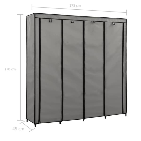 vidaXL klædeskab med 4 rum 175 x 45 x 170 cm grå