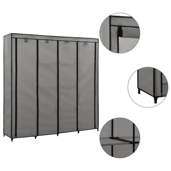 vidaXL klædeskab med 4 rum 175 x 45 x 170 cm grå