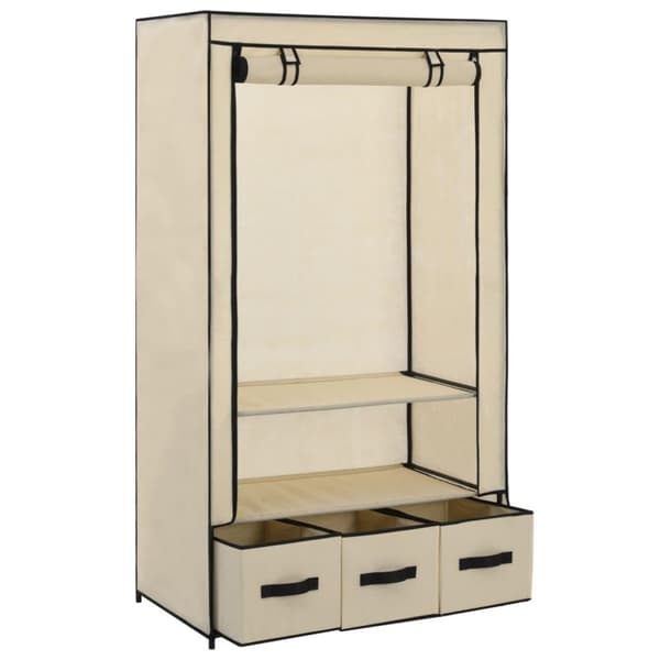 vidaXL klædeskab 87 x 49 x 159 cm stof cremefarvet