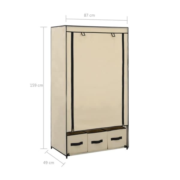 vidaXL klædeskab 87 x 49 x 159 cm stof cremefarvet