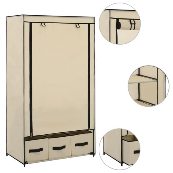 vidaXL klædeskab 87 x 49 x 159 cm stof cremefarvet