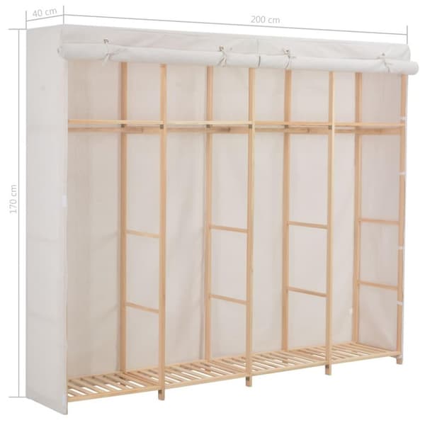 vidaXL klædeskab 200 x 40 x 170 cm stof hvid