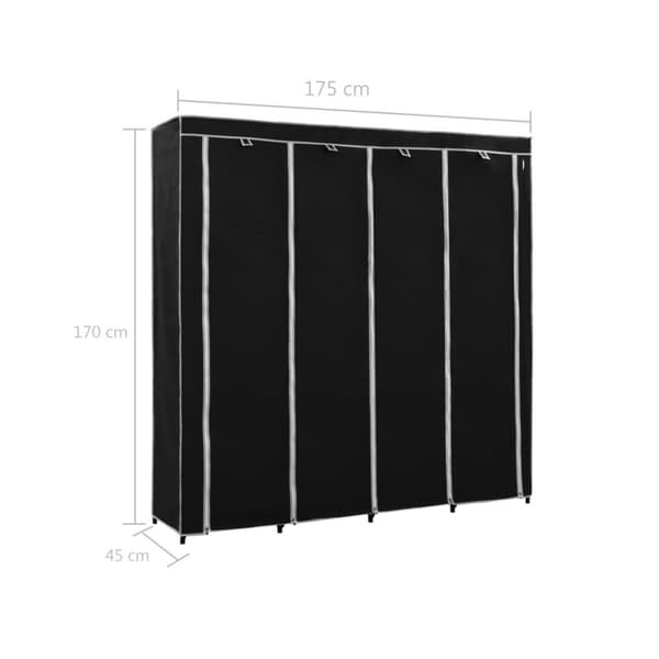 vidaXL klædeskab med 4 rum 175 x 45 x 170 cm sort